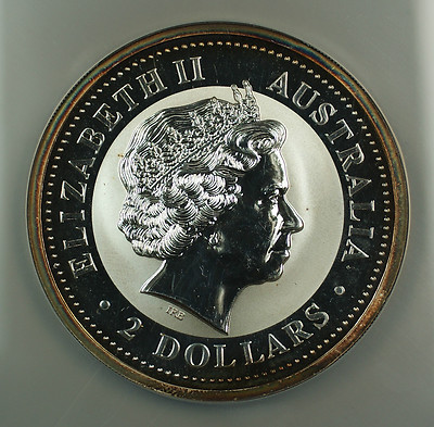 2000 Australia 2 Oz 999 Silver $2 Dragon Coin NGC MS-66
