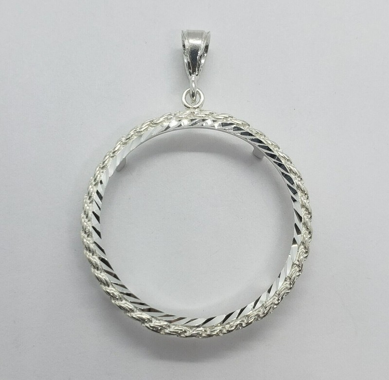 Sterling Silver Silver Eagle Rope Bezel 41 mm Coins 1