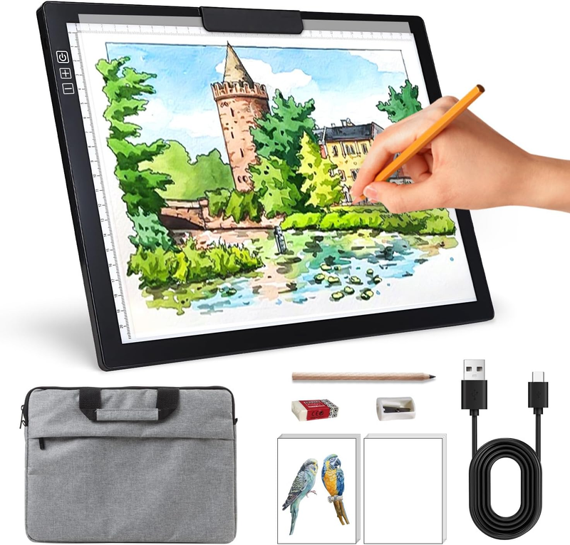 Rechargeable A4 Light Box with Padded Case,led Light pad with Built-in Stand & C