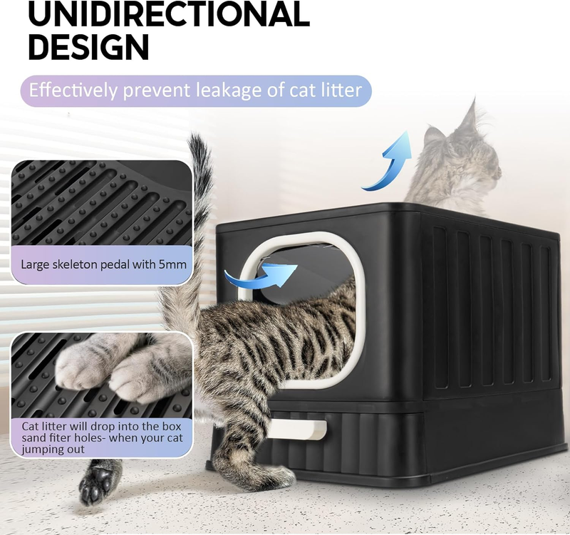 Foldable Cat Litter Box with Lid, Fully Enclosed Anti-Splashing Cat Kitty Litter