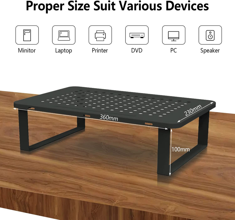 Monitor Stand Riser for Laptop, Computer, PC, Printer, Mesh Metal Monitor Riser