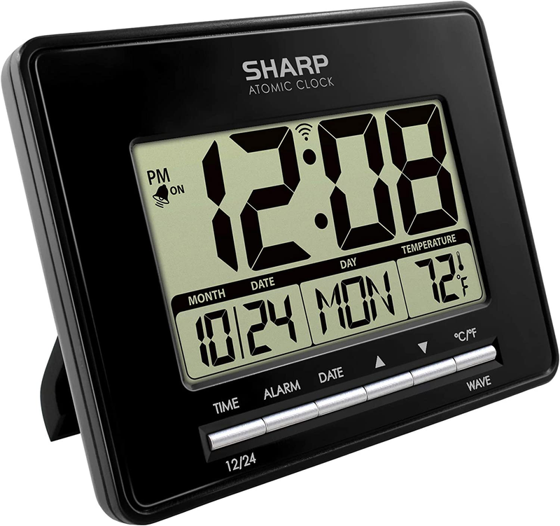 Sharp Atomic Desktop Clock &ndash; Auto Set Digital Alarm Clock - Atomic Accuracy - Ea