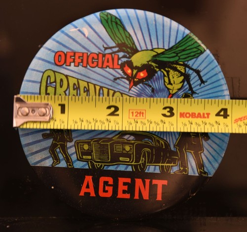 GREEN HORNET OFFICIAL AGENT 1966 GREENWAY PRODUCTIONS 4" PIN-BACK BUTTON #1688