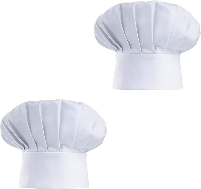 2-Pack Chef Hat - Adjustable Elastic Chef Cap for Adults | Baking Kitchen Cookin