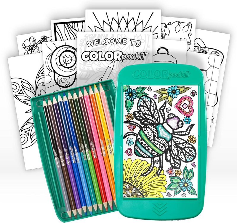 Coloring Kit Travel Art Set with Colored Pencils, 4X6 Colori