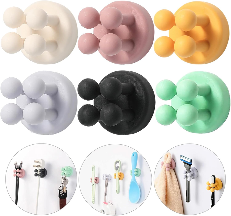 6Pcs Silicone Toothbrush Holder Wall Mount Tooth Brush Holder for Bathroom Elect