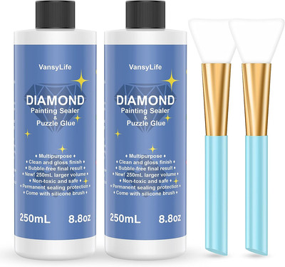 Updated Diamond Painting Sealer 2 Pack 500ML with Silicone Brush, 5D Diamond Pai