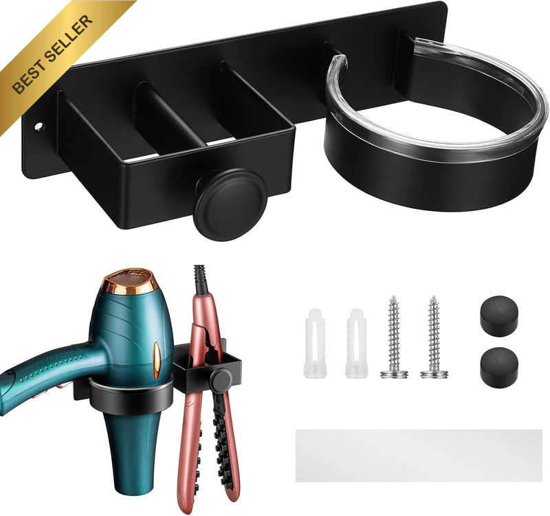 Hair Dryer Holder Wall Mounted, Adhesive Hair Tool Organizer for Hairdryers and