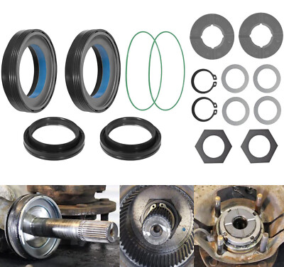 16Pcs Front Axle Knuckle Tube Seal Kit and Thrust Washer Snap Ring Kit For Ford