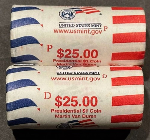 2008 US Mint P&D Martin VanBuren Presidential $ rolls Sealed OGP Unsearched #606