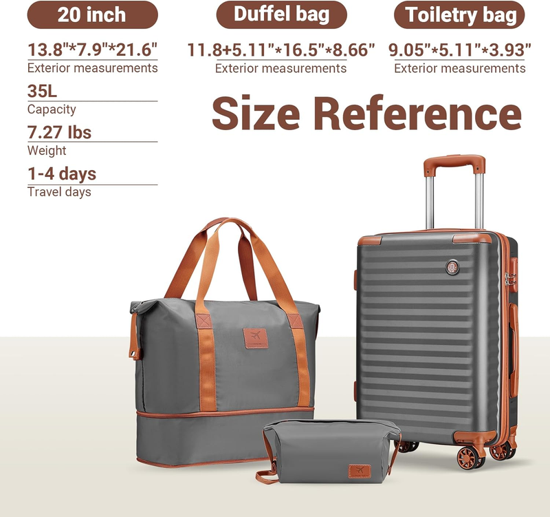 Carry on Luggage 20 Inch Suitcases with Spinner Wheels, Hard Shell Luggage Sets