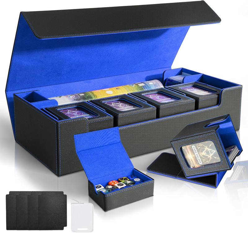 MTG Commander Card Deck Box - 6 in 1 Storage Case for 2400+ Cards, Black &  Blue | eBay