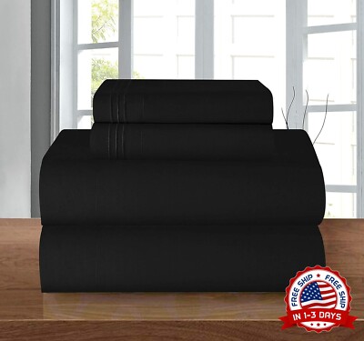 Juego De Sábanas Queen Size Negra Para Cama Sabanas Hotel 4 Piezas En Oferta Set