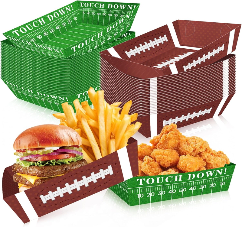 50pcs Football Paper Food Trays Disposable Plates Nacho Bowls ...
