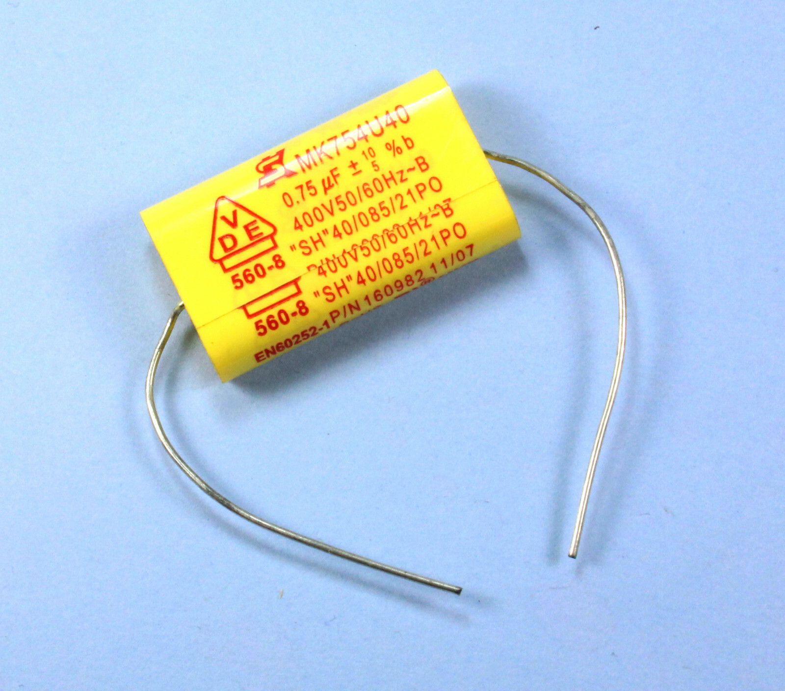 3pcs SK MKP Film Capacitor 400V .75uF, 50/60Hz - Yellow