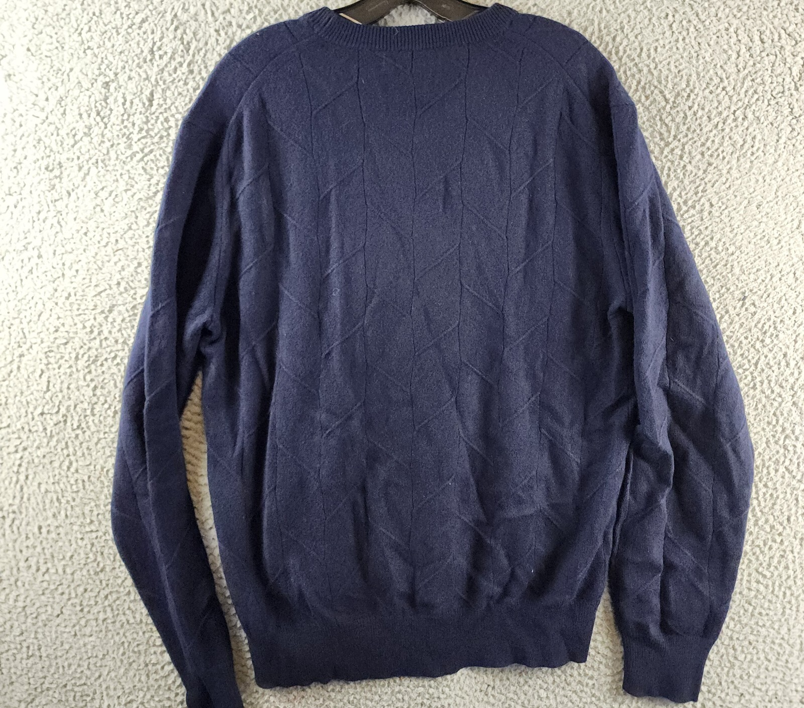 The Men's Store at Bloomingdale's Cashmere Novelty Stitch Sweater Men's L Navy - Picture 12 of 14