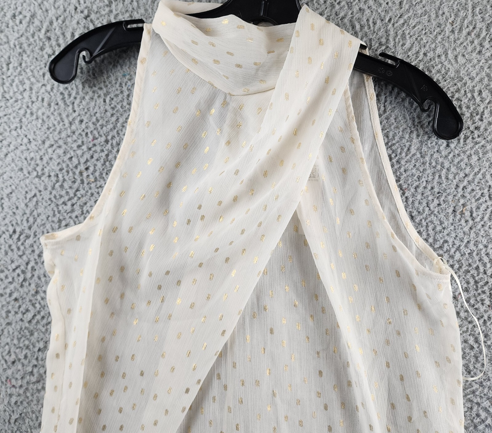 AQUA Foil Print Sleeveless Top Women's S Pale Pink/Gold Back Button Closure - Picture 3 of 12