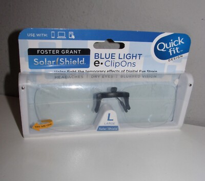 Foster Grant Solar Shield Quick Fit Blue Light Clipons (Lg) BRAND NEW UNOPENED