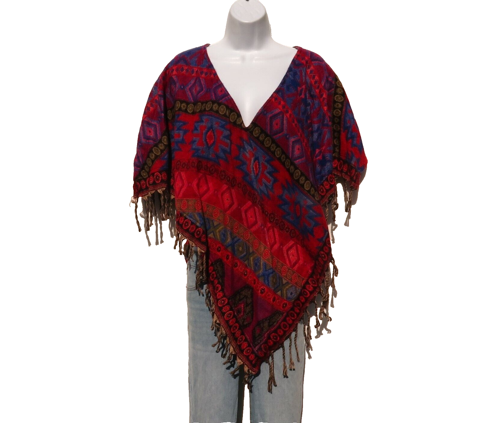 Poncho|Fringe|Bohemian|Boho|Handmade|Yak Wool Blend|Tribal|1