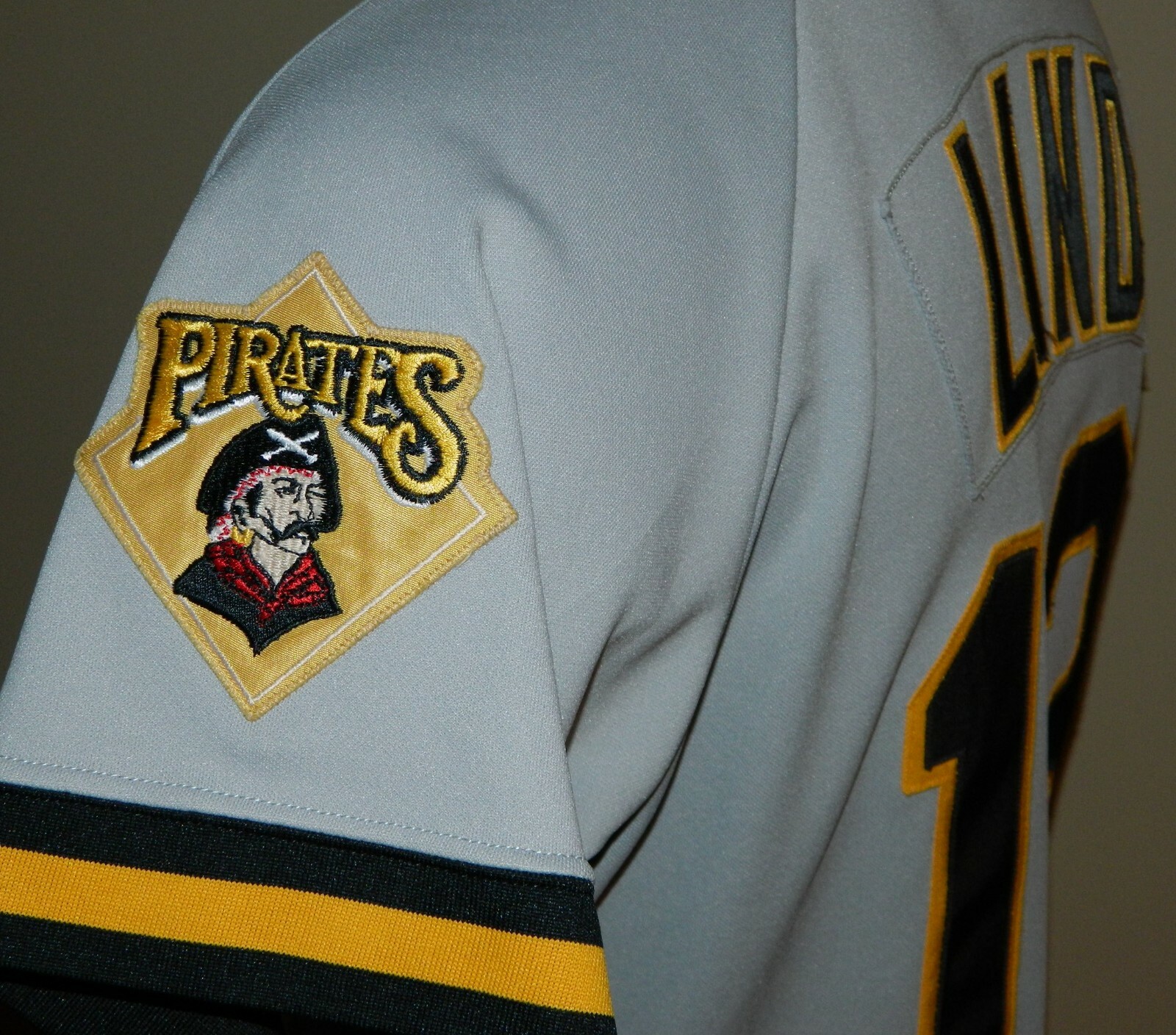 1991 Jose Lind (Set 1) Game Worn Pittsburgh Pirates Road Jersey #13 - Rawlings