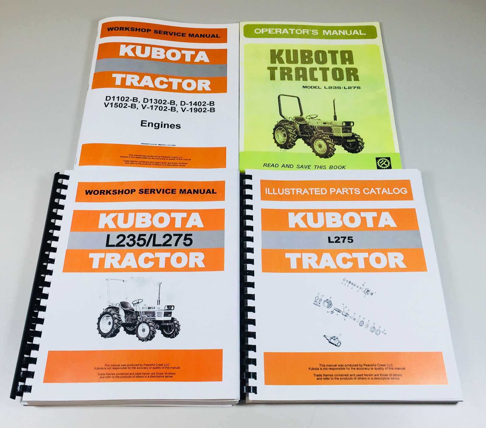 KUBOTA L275 TRACTOR SERVICE ENGINE CHASSIS OPERATORS MANUAL PARTS