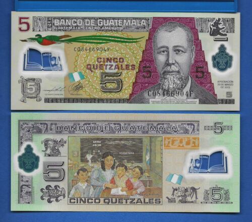 Guatemala P-122 1 Quetzal Year 2013 Uncirculated Polymer Banknote