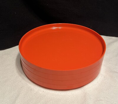 4 Dinner Plate 10'' Heller Massimo Vignelli Plastic Melamine Mid Century Stacking