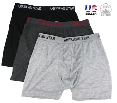 Lot 3 Mens Flyless Boxer Briefs Trunks Shorts Underwear 100% Cotton Pack Classic