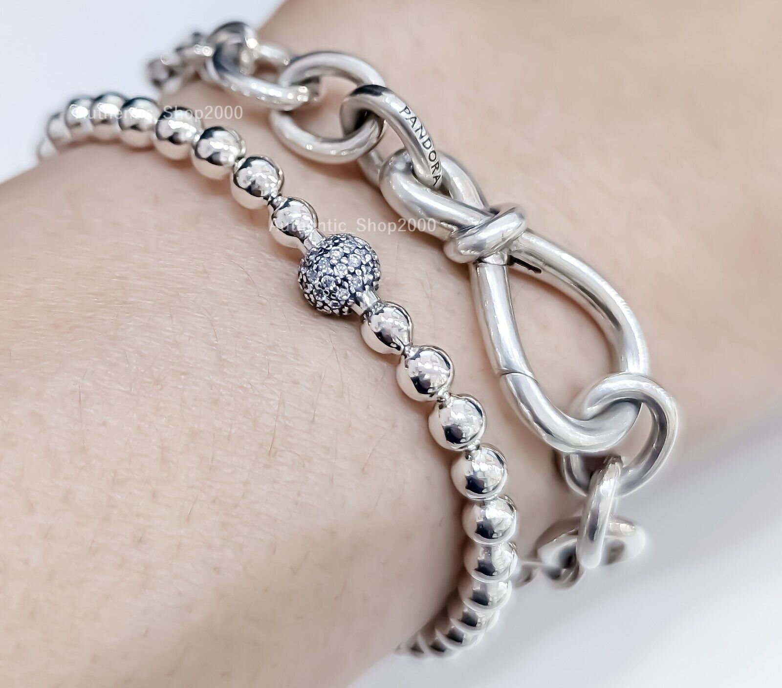 NEW 100% Authentic PANDORA 925 Silver Beads & Pave Ball NEW 100% Authentic PANDORA 925 Silver Beads & Pave Ball