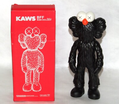 Beotto 8'' Kaws BFF MoMa Exclusive Black Toy Creature Figure Doll w/Orange Nose
