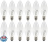 Creative Hobbies® Replacement Light Bulbs for Electric Candle Lamps, Window Candles, and Chandeliers - 7W Candelabra E12 Clear Incandescent C26 Torpedo 120V Steady Burning – 12 Pack