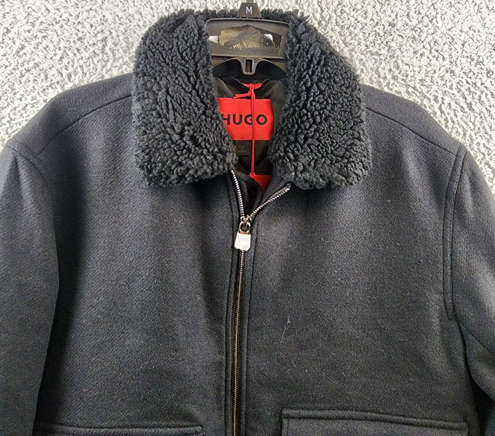 Hugo Boss Wool Faux-Shearling Collar Bomber Jacket Men's S Hugo Boss Wool Faux-Shearling Collar Bomber Jacket Men's S