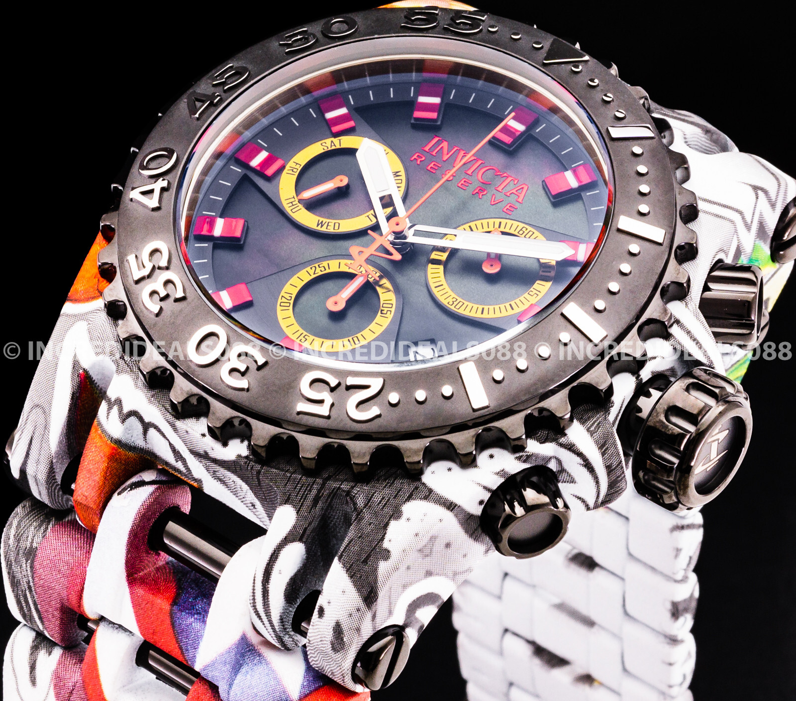 Pre-owned Invicta Men Reserve Chaos Swiss Chronograph Graffiti Black Hydroplated Watch