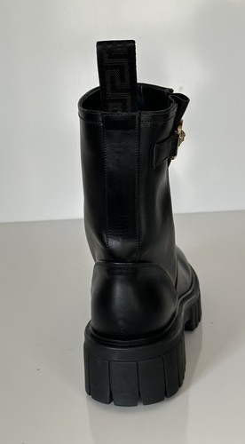 Pre-owned Versace $1300  Leather Black Leather Ankle Boots 9 Us (39 Euro) 1002863 Spain