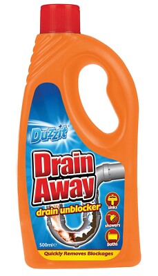 DRAIN UNBLOCKER DRAIN AWAY DUZZIT CLEANER BATHROOM SHOWER SINK BLOCKAGE REMOVER