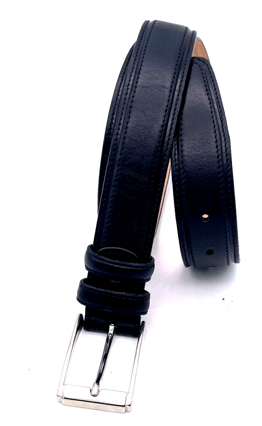 De Martino Sorrento Men's Genuine Leather Belt Silver Tone