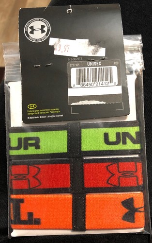 Under Armour Wristbands Stretch Bracelets 3 Pack Orange Lime Red I Will Athletic
