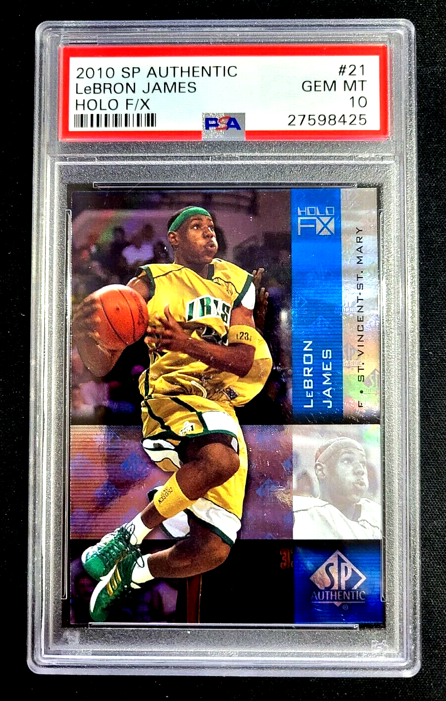 PSA 10 GEM MINT 2010 SP AUTHENTIC HOLO F/X LeBRON JAMES #21 PSA 10 GEM MINT 2010 SP AUTHENTIC HOLO F/X LeBRON JAMES #21