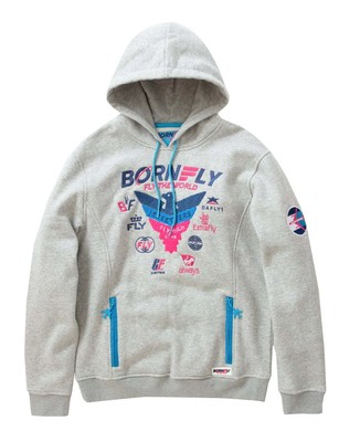 Мужская толстовка с капюшоном Born Fly Grey Fly Blue — 3XL