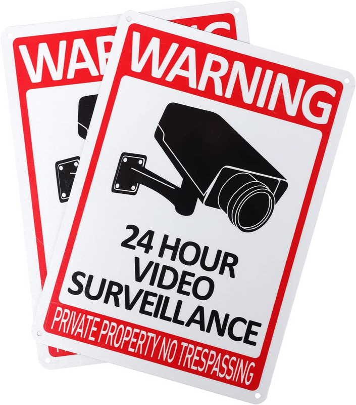 2-Pack Security Camera Sign, Video Surveillance Signs Outdoor, UV Protected, NEW
