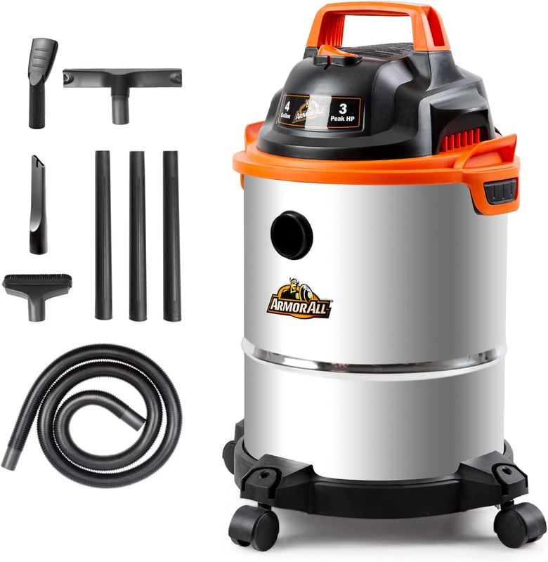 VO408S 0901 4 Gallon Wet/Dry Vac 3.0 Peak HP Shop Vacuum with 3 Nozzles and 1 Br