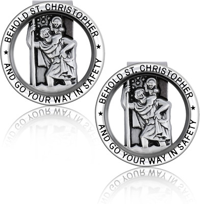Cobee Christopher Medal for Car, 2 Pcs Car Saint Christopher Visor Clip Round St