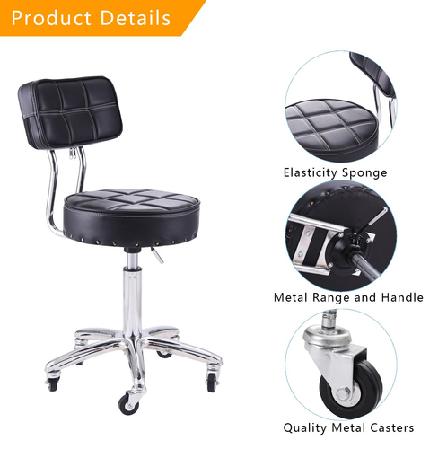 Rfiver Small Swivel Massage Chair Spa Stool with Back Height Adjustable Rolling