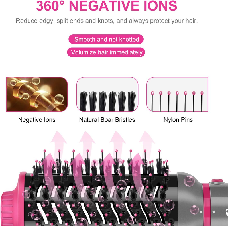 IG INGLAM 4 in 1 Blowout Brush, Negative Ion Detachable Hair Dryer & Styler Volu