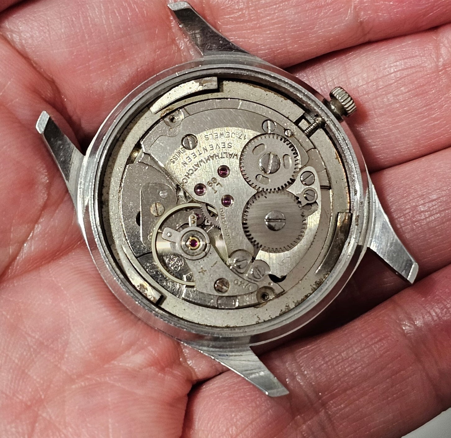 PROJECT FIX WALTHAM ROUND SS THICK LUGS MANUAL WIND DATE EU SHIP WATCH 9924