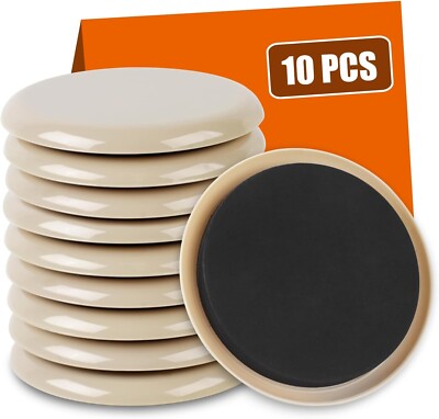 10PCS 3 1/2" Furniture Sliders for Hardwood Floors and Carpet
