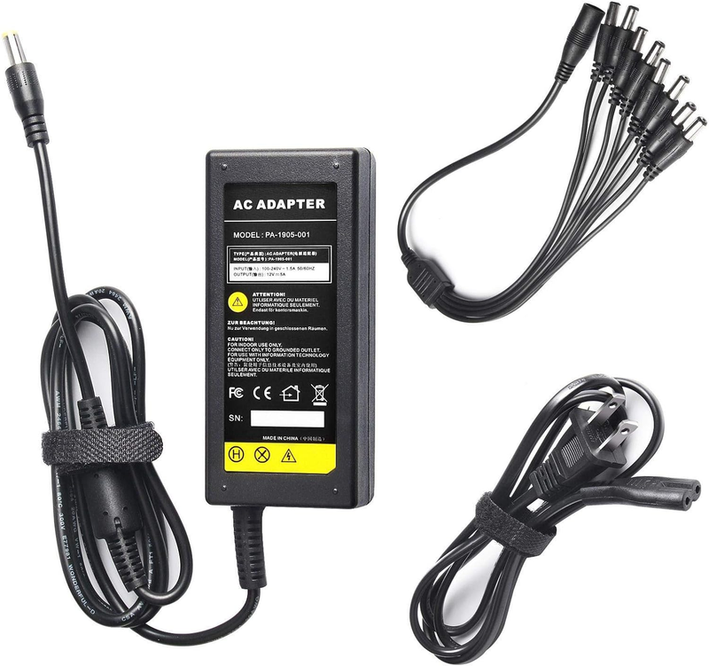 DC 12V 5A Power Supply Adapter with 8 Splitter Power Cable for Security Camera C