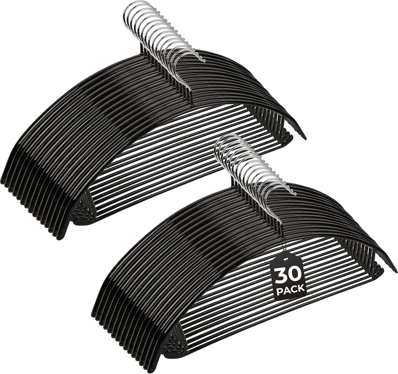Coat Hangers 30-Pack No Bump Rounded Clothes Hanger, Metal with Soft Non-Slip PV