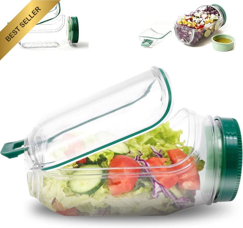 Salad Jar Side Opening Salad Pod Mason Jar Dressing Cup Dishwasher Safe