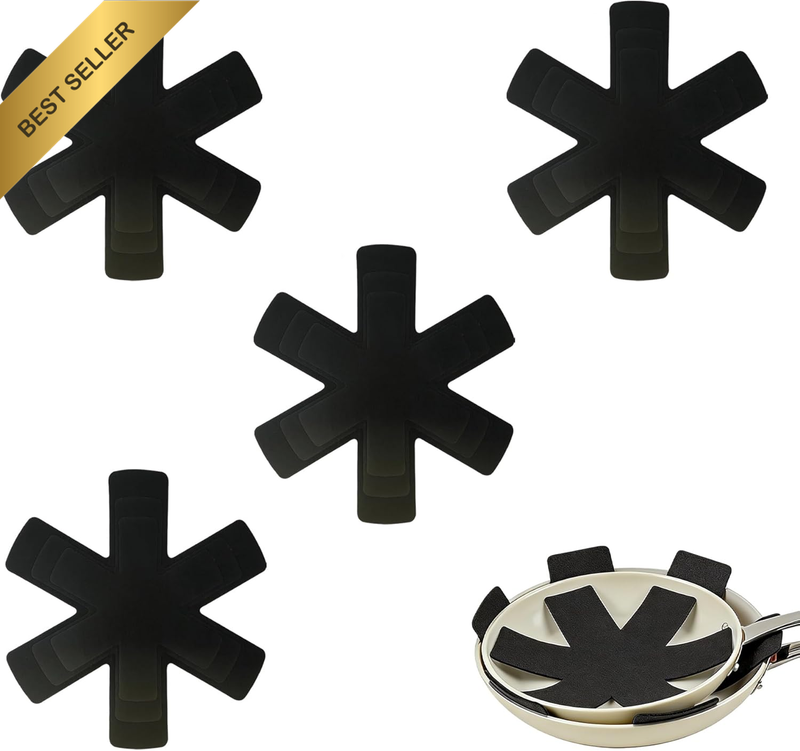 12-Piece Black Pot and Pan Protectors Set - 2.5MM Thick Felt Cookware Separators